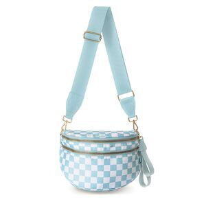 6648 Checkered Crossbody Bag Nylon Bum Bags Spacious Handbags Checkered